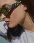 Sardine Louie Abalone Rizz Sunglasses side close up on model