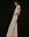 Askk Atomic Wide Leg Jean in Ecru full body side