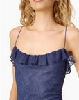 Cami NYC Elouisa Lace Gown close up neckline