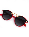 Krewe STL Nylon Cherry 18k Sunglasses folded by itself