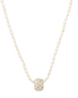 Adina Reyter White Ceramic Checker Big Bead on seed pearl necklace
