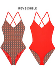 The Great the Reversible Lace Up One Piece reverse side by side