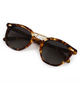 Krewe Beau II Kyoto Tortoise 18k Polarized Sunglasses folded
