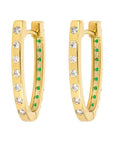 Pair of Double-Sided Oval Emerald and Diamond Hoop on diamond side