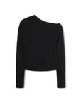 Black long-sleeve top on a white background