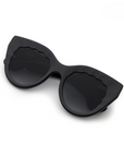 Krewe Charlotte Black + Black Crystal Sunglasses folded