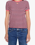 The Lil Goodie Goodie Ringer in Pink Stripe front view on model
