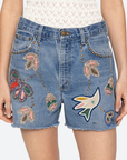 Sea Kara Beaded Denim Short close up front