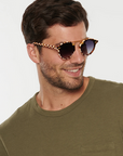 Krewe STL Nylon Caffe 24k Sunglasses on square face, male model