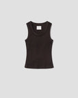 Black tank top on a light gray background