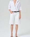 Frances Cropped Cape Button Up full body front