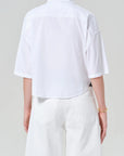 Frances Cropped Cape Button Up back