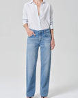 Avni Slim Shirt in Blue Micro Stripe full body front