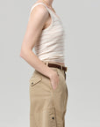 Faye Tank in Golden Pinstripe side