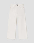 White wide-leg jeans with a straight, relaxed fit, shown flat against a light gray background.