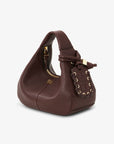 Brown Mini Hobo Bag angled side view