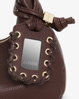 Brown Mini Hobo Bag tag close up back