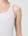 Maria Bodysuit in White close up shoulder