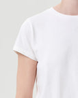 Adine Shrunken Tee White Ash close up shoulder