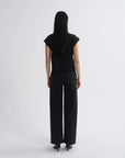 Bryce Cap Sleeve Tee in Black back view on model