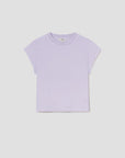 Lavender t-shirt on a light gray background