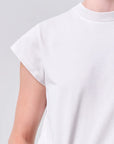 Long Line Bryce Cap Sleeve Tee Bone close up shoulder detail