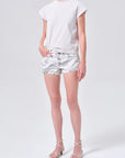 Long Line Bryce Cap Sleeve Tee Bone full body front
