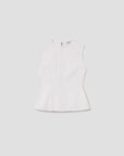 photo of a white denim top on a white background