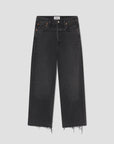 Black jeans on a light gray background