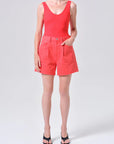 Rhoda Pleated A-Line Short in Carnival full body front