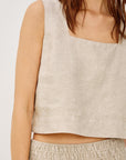 Akira Top in Heather Flax close up front