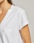 Alanis Recycled V Neck Tee White close up