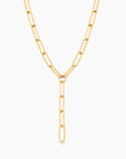 Gold chain necklace on a white background