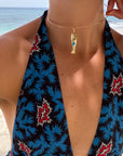 Amalfi Fish Clip Charm on model attached to choker necklace