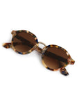 Ashton Tuscan Tortoise 12k Sunglasses front view on white background with glasses closed