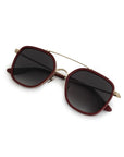 Austin 12K Titanium + Burgundy Leather Sunglasses folded