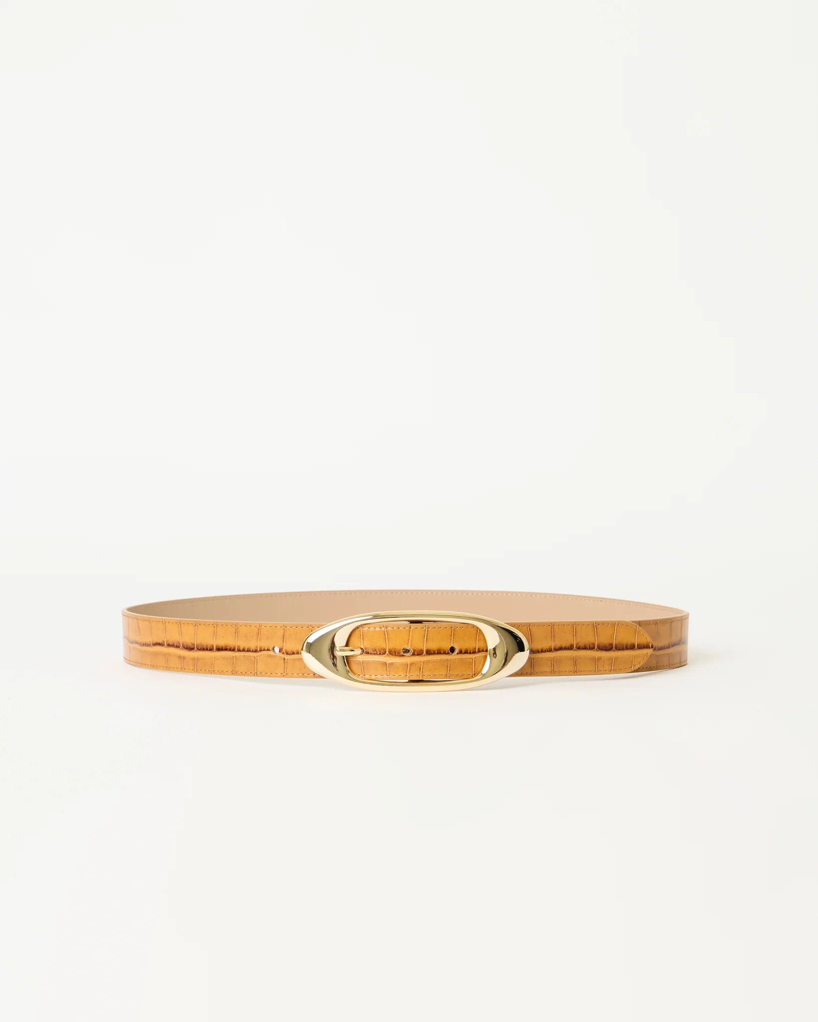 Caroline Hill Bridgette Gold Croc-Embossed Belt w/ Statement Logo NWT Accessories - Belts – The Pink Pineapple 850 main image 2