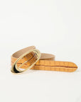 Candice Croco Leather Belt rolled up
