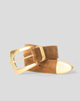 Jordana Mini Suede Belt front view stacked on top of itself