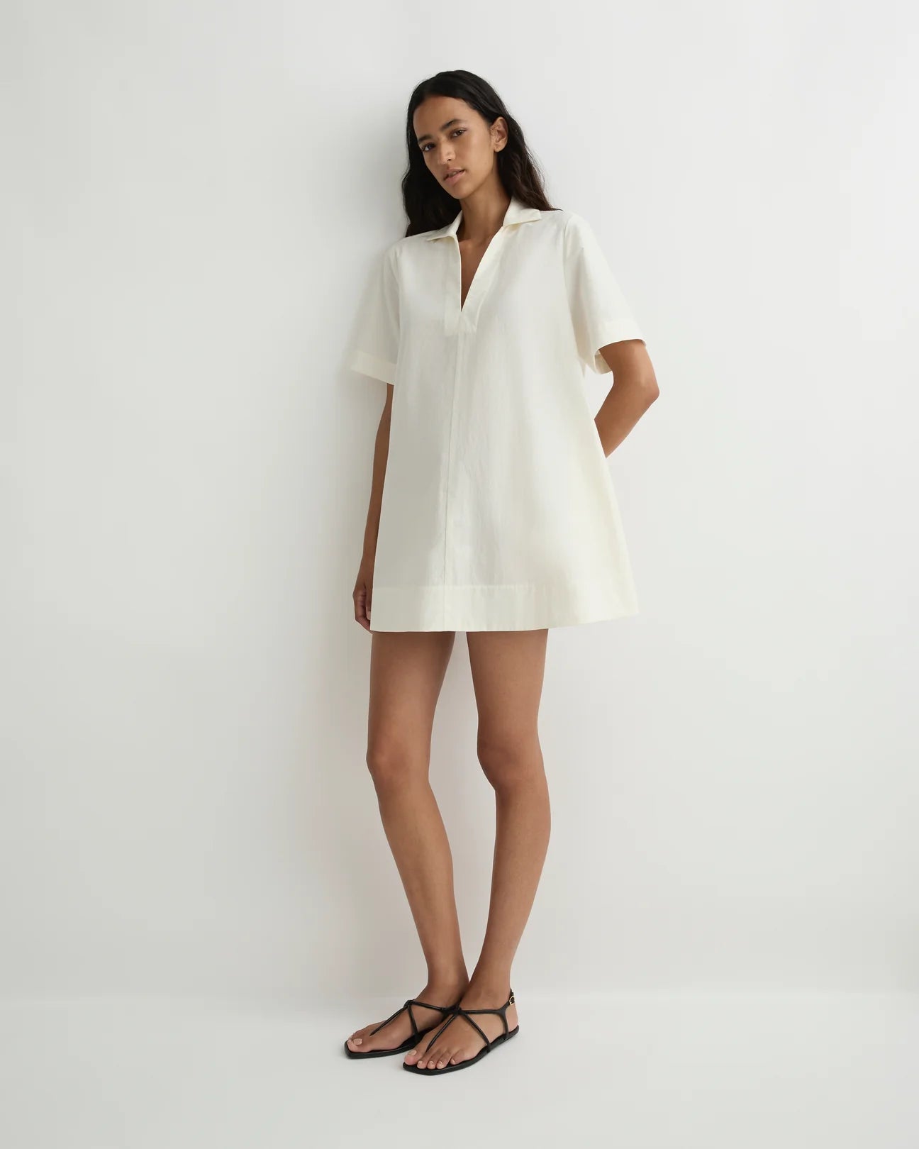 Kyoto Short Sleeve Mini Dress S / NATURAL