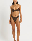 Gracie Balconette and Olivia Brief Walnut front, model size XS