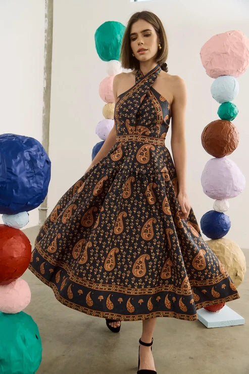 Bellamy Halter Dress 4 / GLEN PAISLEY