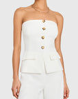 Amanda Uprichard Yadira Strapless Jumpsuit close up