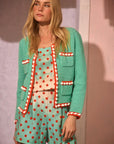 Catalina Short front view slightly closer up paired with matching top and sweater