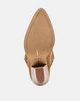 Tan pointed-toe shoe on a white background