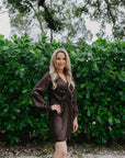 Nation Cora Shirred Long Sleeve Mini Dress side