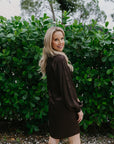 Nation Cora Shirred Long Sleeve Mini Dress back