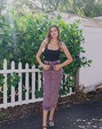 Essentiel Greatest Overdye Denim Midi Skirt full body front