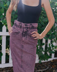 Essentiel Greatest Overdye Denim Midi Skirt close up