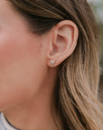 Adina Reyter Diamond Puffy Heart Posts on ear